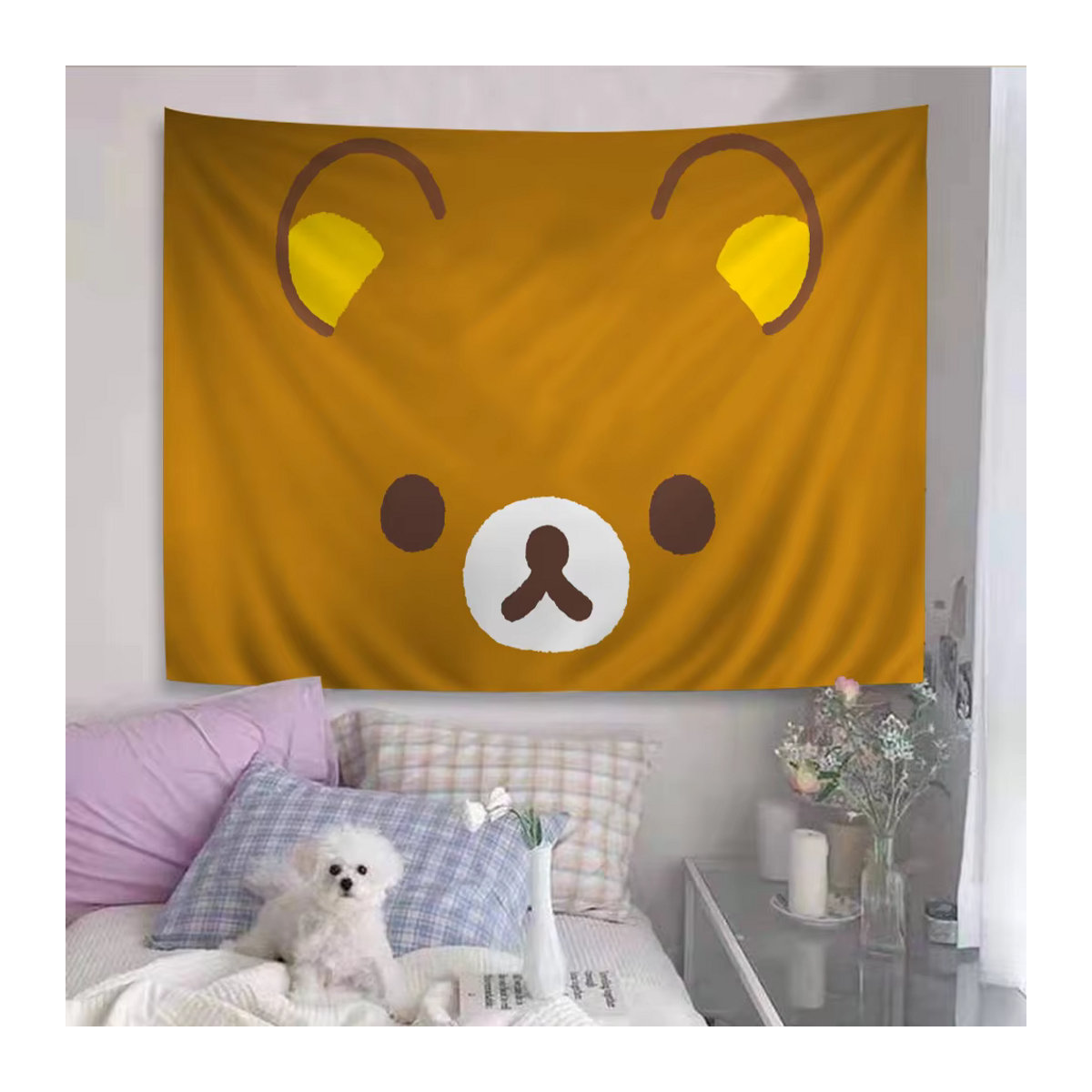 Kawaii Rilakkuma Bär Wandteppich im Boho-Stil mit Mandala-Design, mehrfarbig, rechteckig - Bild 6