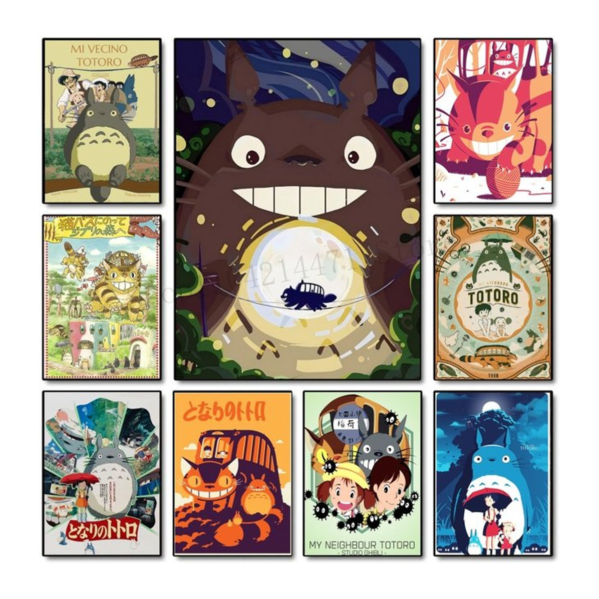 Kawaii Totoro Klassik Film Poster als mehrfarbiger Kunstdruck auf Papier für deine Wanddekoration - Bild 1