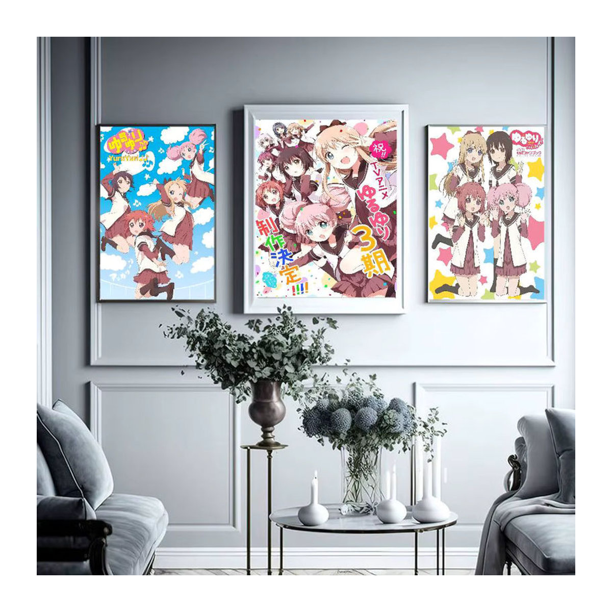 Kawaii YuruYuri Anime Poster Aufkleber aus Papier für deine Zimmerdekoration in Weiß und Mehrfarbig - Bild 2