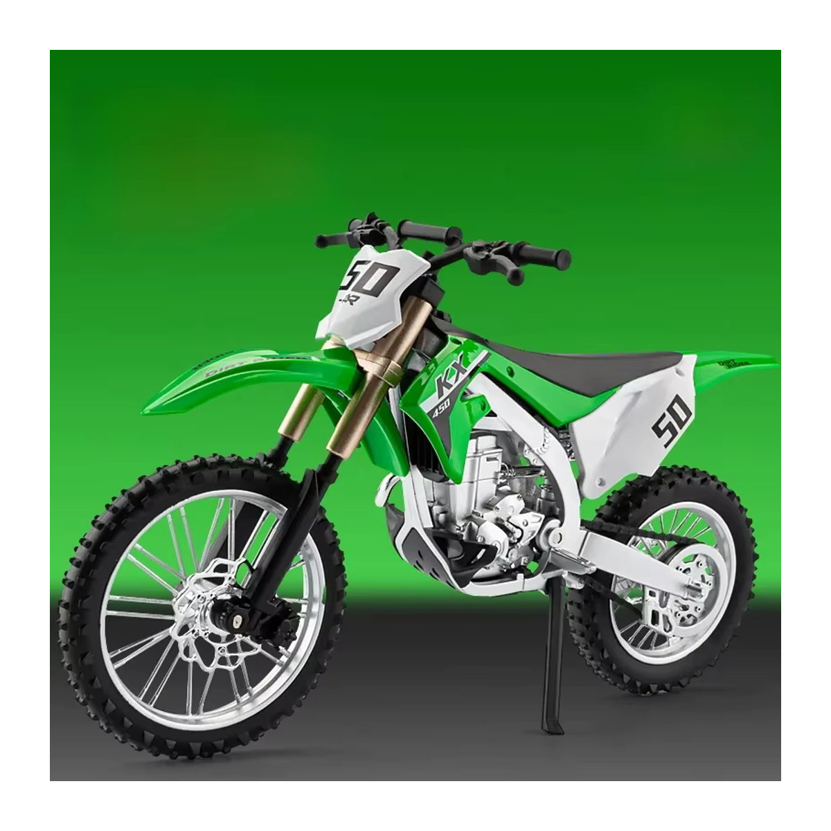 Kawasaki KX450 Off-Road High Racing Motorrad Modell 1/12 Metalllegierung Grün - Bild 5