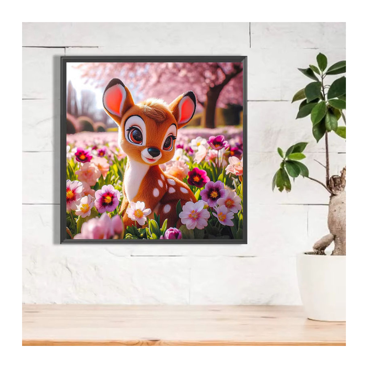 Kayoom DIY Diamond Painting Kit Cartoon Hirsch mit Blumen als Wanddekoration, mehrfarbig - Bild 2
