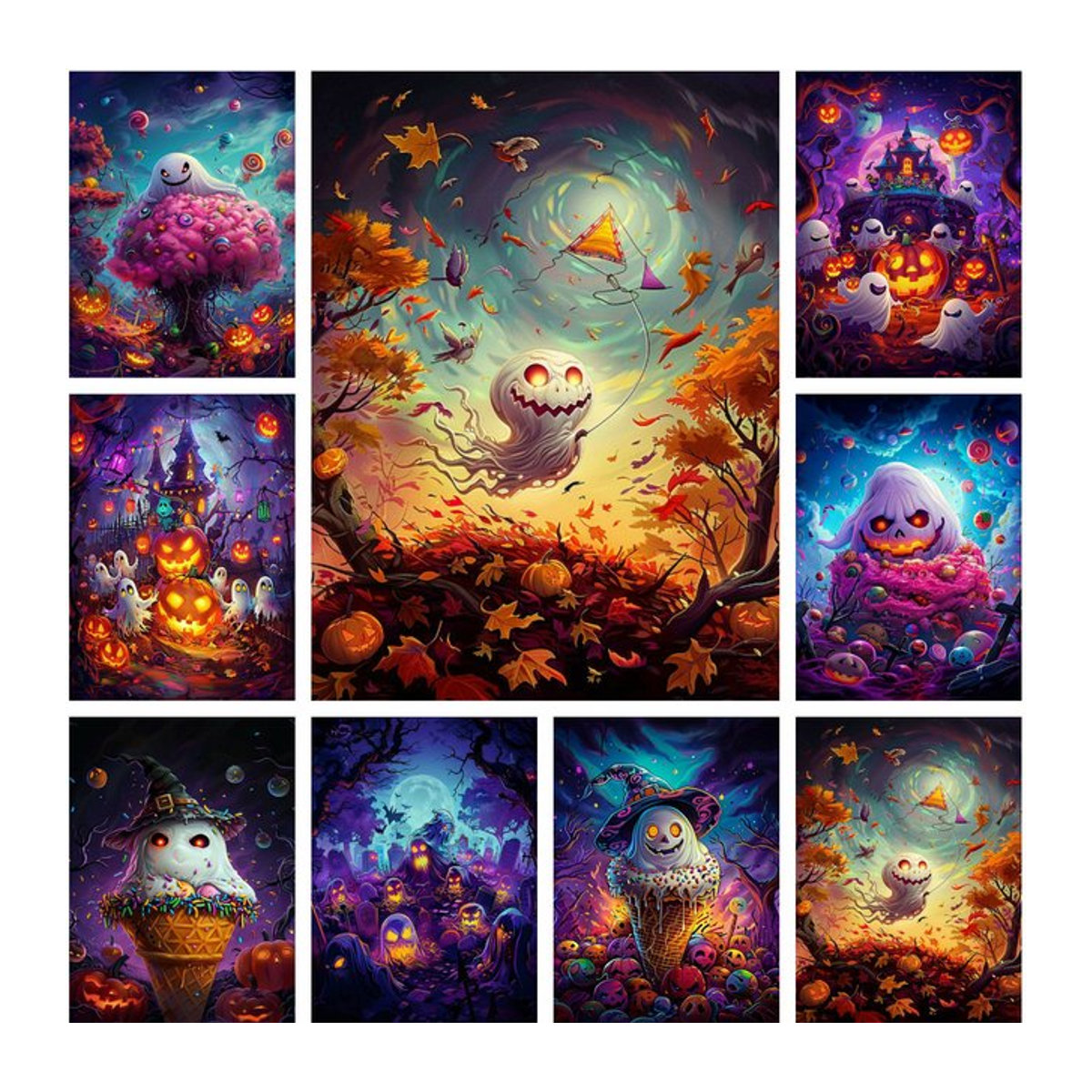 KAYOU 5D Diamant Malerei Kit Horror Kürbis Mosaik Kunst Bild DIY Halloween Dekoration Mehrfarbig - Bild 1