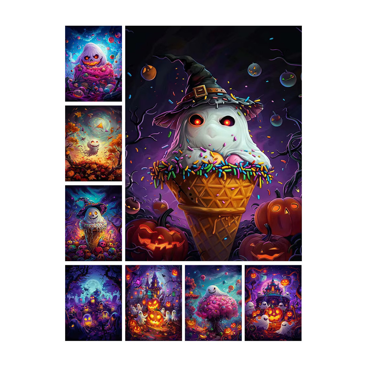 KAYOU 5D Diamant Malerei Kit Horror Kürbis Mosaik Kunst Bild DIY Halloween Dekoration Mehrfarbig - Bild 3