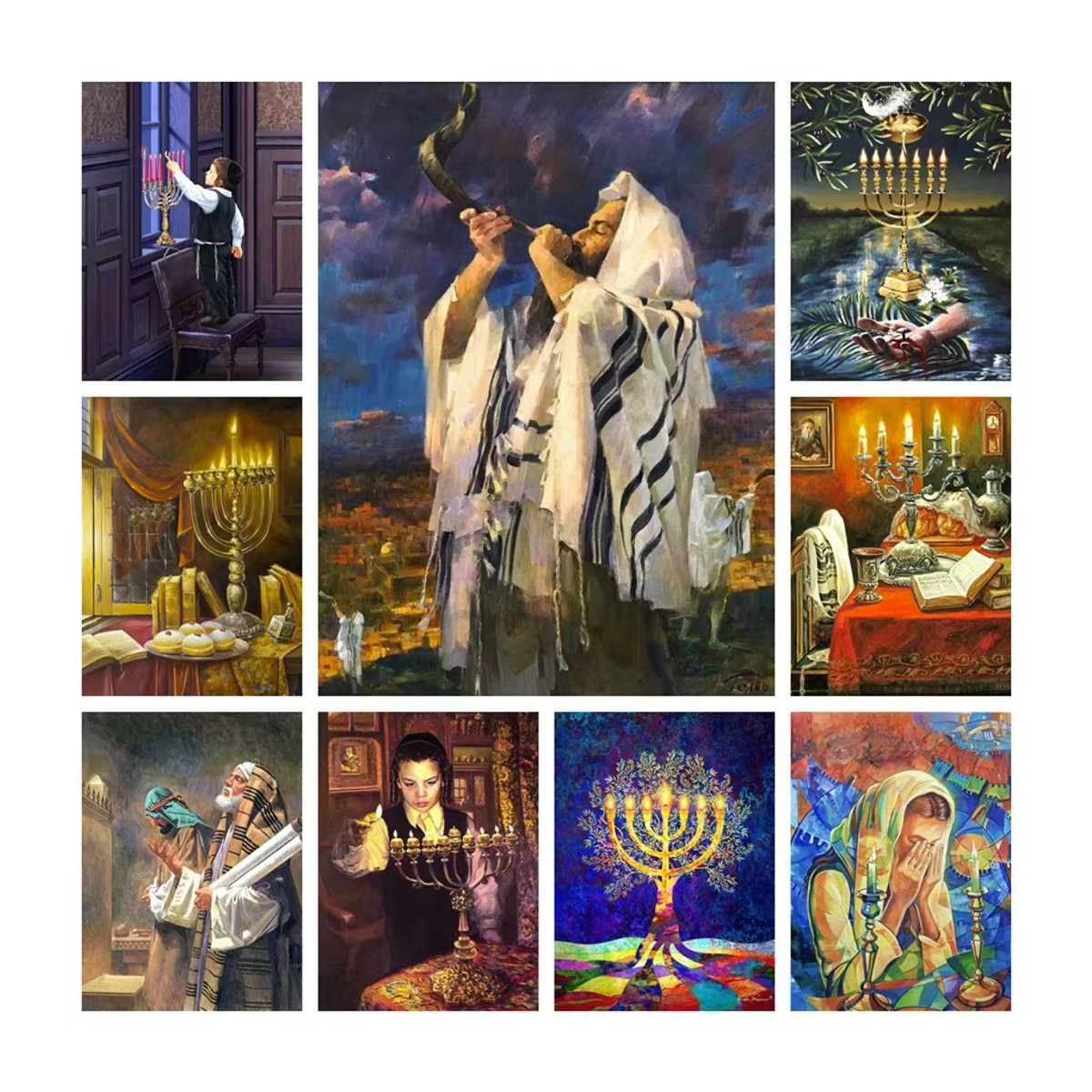 KAYOU 5D-Diamantgemälde Shofar und Menorah mit Davidstern als mehrfarbiges Mosaik-Set zum Selbermachen - Bild 3
