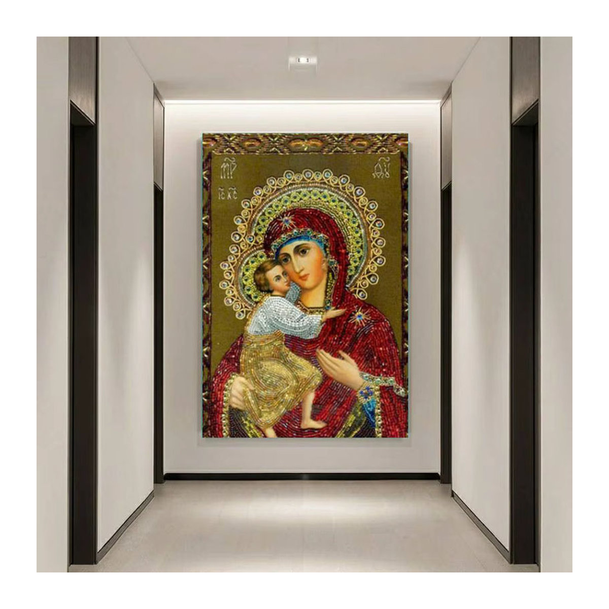 KAYOU 5D Diamantmalerei Jungfrau Maria Porträt als mehrfarbiges Mosaik-Kunstset zur Wanddekoration - Bild 2