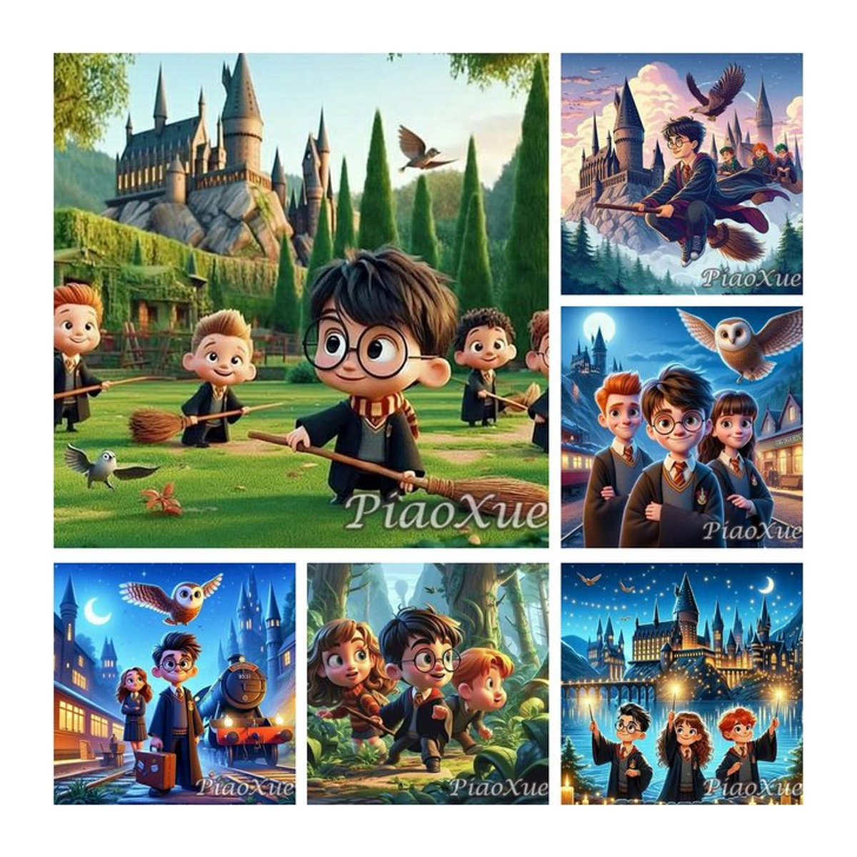 KAYOU 5D DIY Diamantmalerei Harry Potter Magische Burg Mosaik Stickerei Set für Kinder, mehrfarbig - Bild 1
