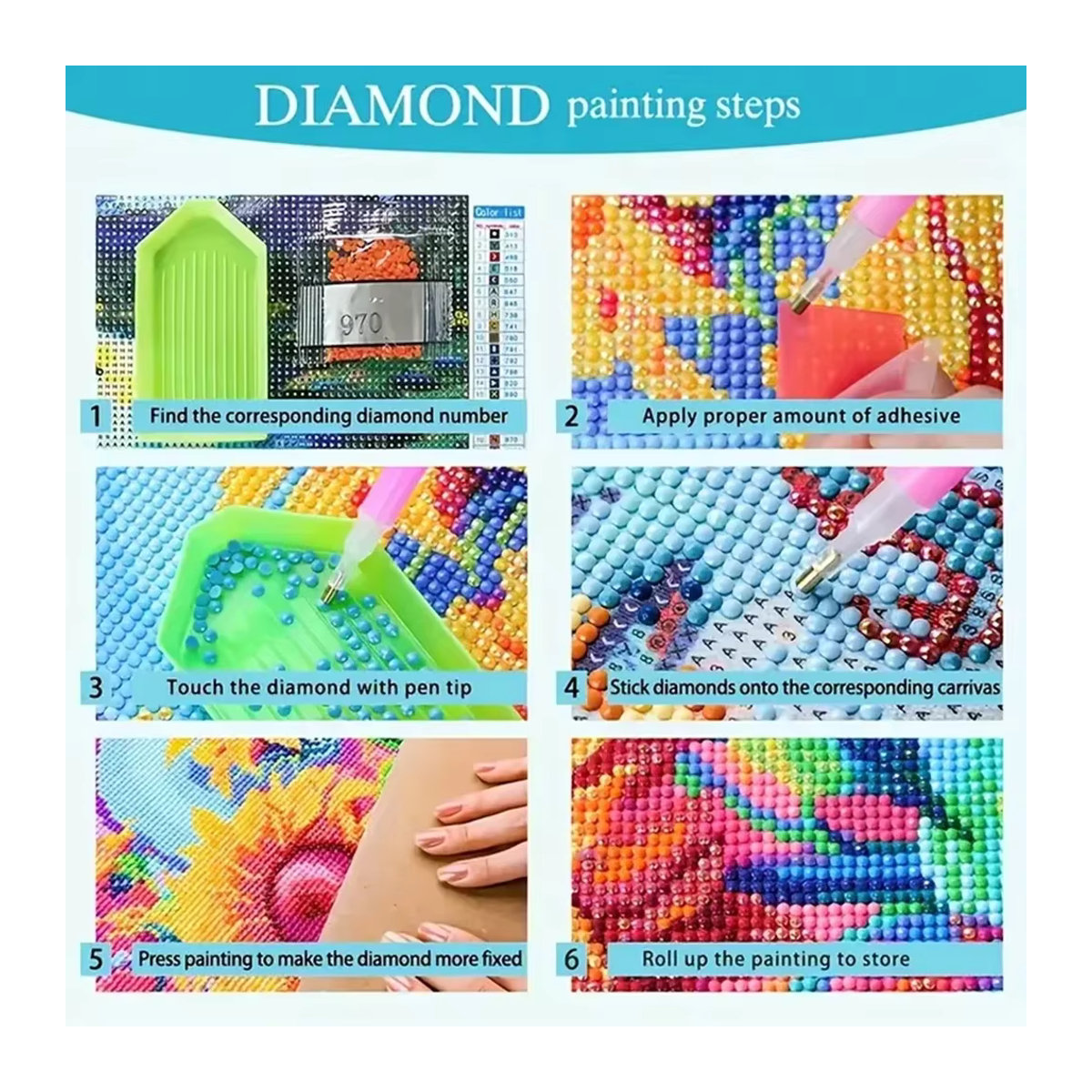 KAYOU 5D DIY Diamantmalerei Set Abstraktes Mosaik Kreuzstich Kit Rund Mehrfarbig - Bild 4