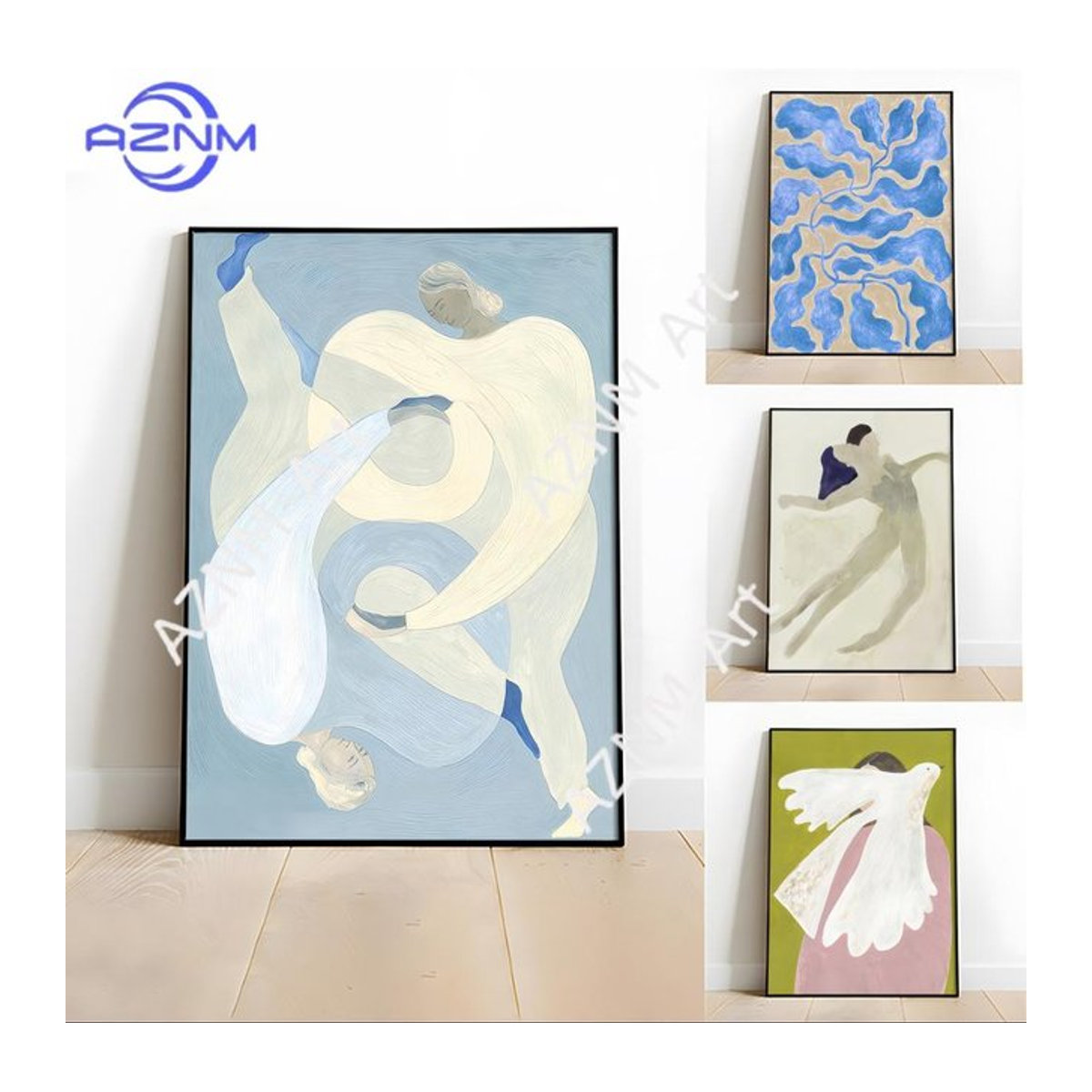 KAYOU Abstrakte Moderne Wandkunst Leinwand Ölgemälde mit Vogel und Blumen in Mehrfarbig, Hochformat, Breite: 40,64 cm, Tiefe: 30,48 cm - Bild 1