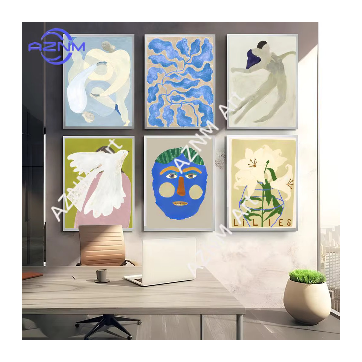 KAYOU Abstrakte Moderne Wandkunst Leinwand Ölgemälde mit Vogel und Blumen in Mehrfarbig, Hochformat, Breite: 40,64 cm, Tiefe: 30,48 cm - Bild 3