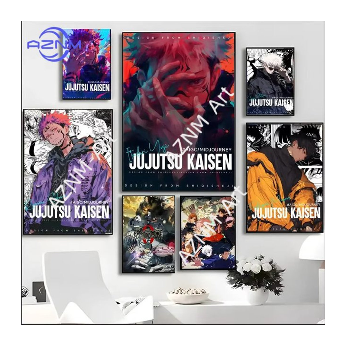 KAYOU Anime Jujutsu Kaisen Leinwandkunst Porträt Wanddekoration mehrfarbig - Bild 1