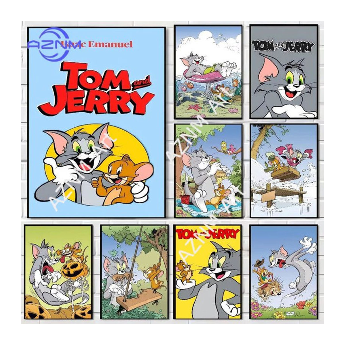 KAYOU Anime Katzen Poster Tom und Jerry Leinwandgemälde Wandkunst in Weiß und Mehrfarbig - Bild 1