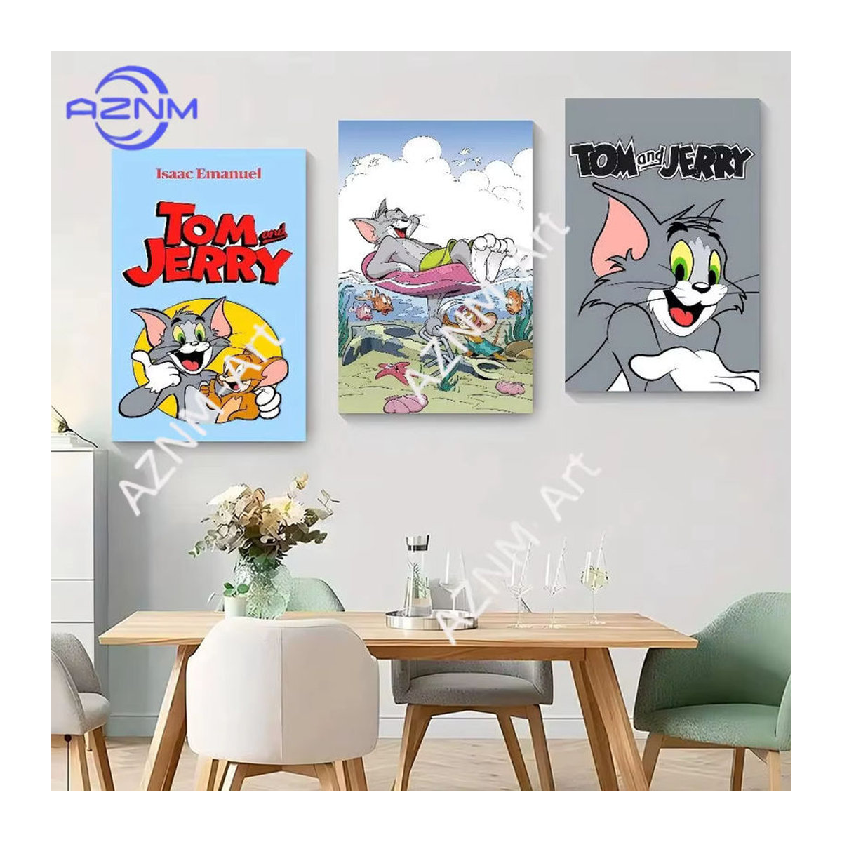 KAYOU Anime Katzen Poster Tom und Jerry Leinwandgemälde Wandkunst in Weiß und Mehrfarbig - Bild 2