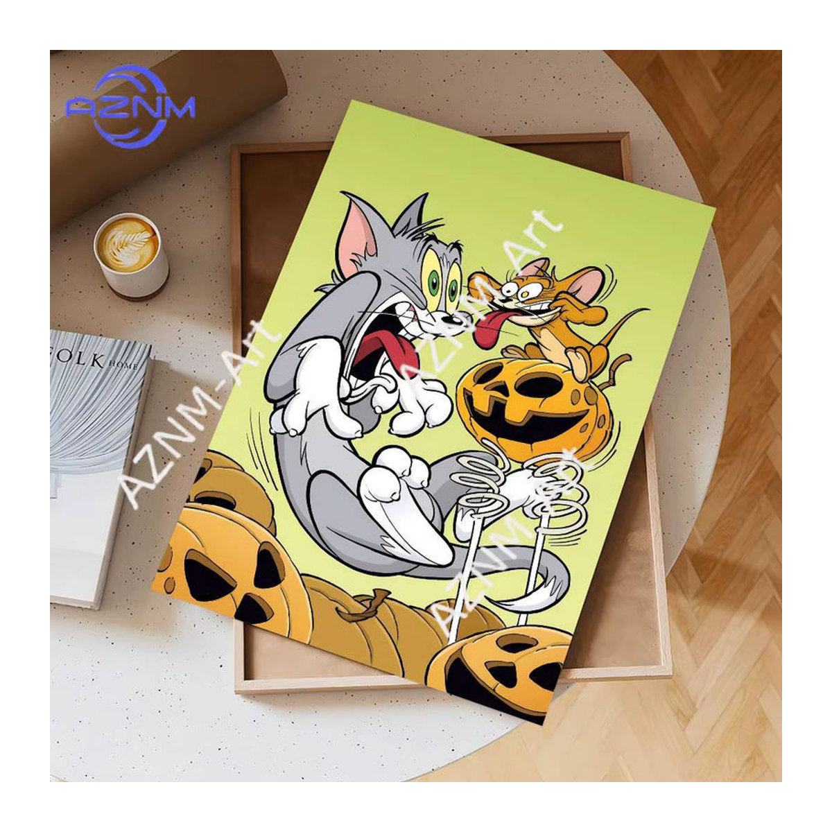 KAYOU Anime Katzen Poster Tom und Jerry Leinwandgemälde Wandkunst in Weiß und Mehrfarbig - Bild 4