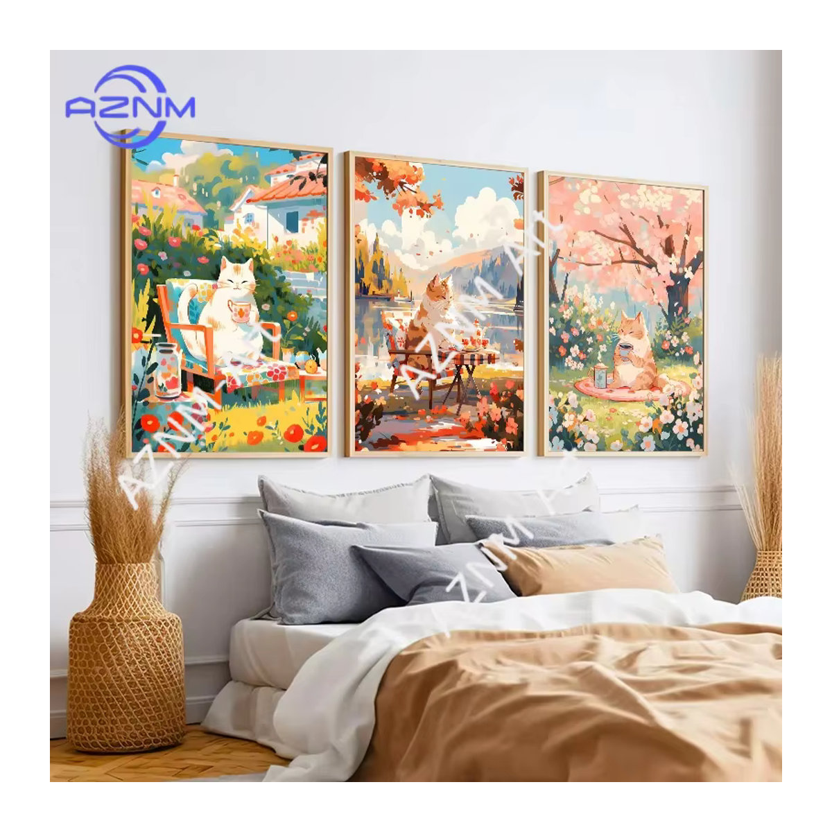 KAYOU Anime-Landschafts-Poster mit Kätzchen und Sakura als Leinwanddruck für deine Kinderzimmer-Dekoration in Mehrfarbig - Bild 2