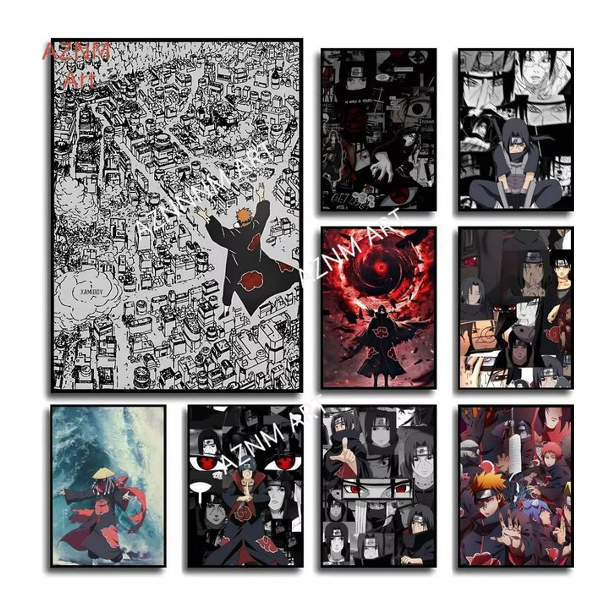 KAYOU Anime Leinwandbild Itachi Uchiha Akatsuki Porträt im Vintage-Stil, mehrfarbige Wanddekoration für dein Wohnzimmer - Bild 1