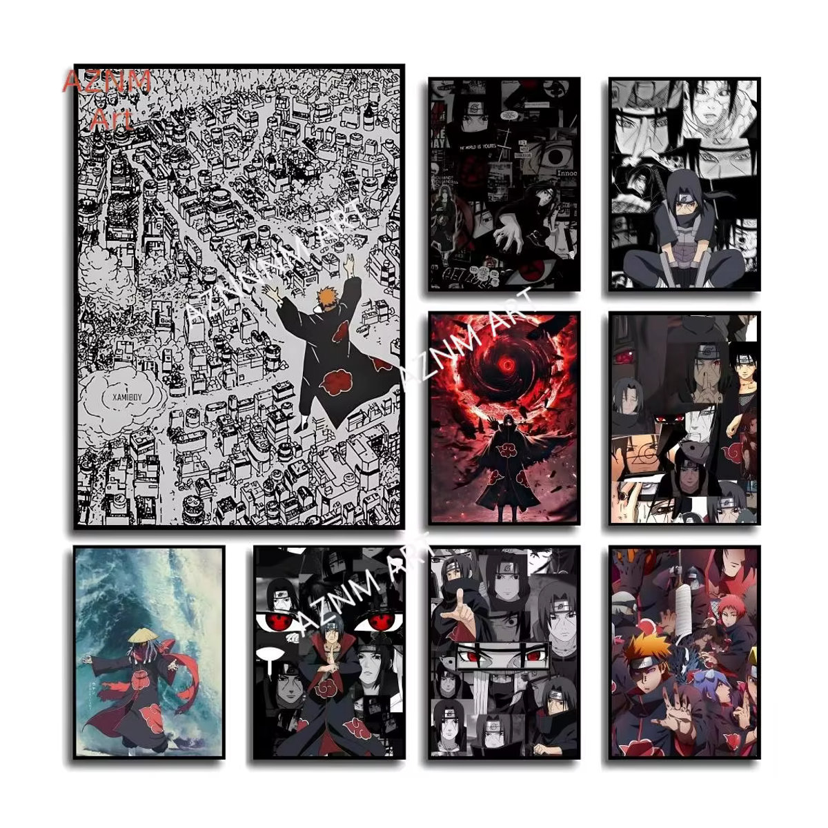 KAYOU Anime Leinwandbild Itachi Uchiha Akatsuki Porträt im Vintage-Stil, mehrfarbige Wanddekoration für dein Wohnzimmer - Bild 3