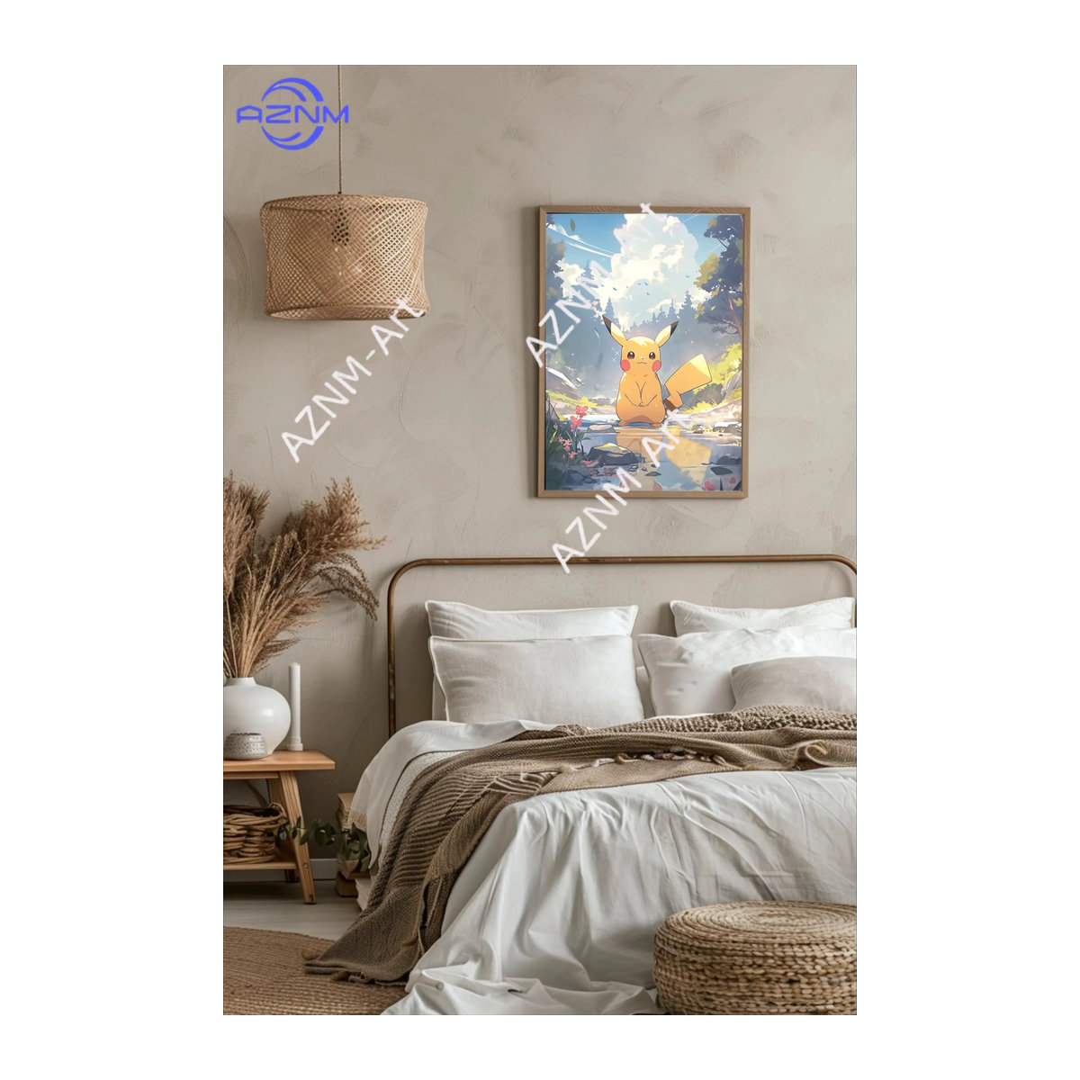 KAYOU Anime-Poster Pikachu in Naturlandschaft als Wandkunst im japanischen Kunststil, mehrfarbig, rechteckig, Wandmontage - Bild 2