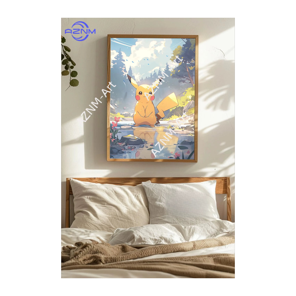 KAYOU Anime-Poster Pikachu in Naturlandschaft als Wandkunst im japanischen Kunststil, mehrfarbig, rechteckig, Wandmontage - Bild 3