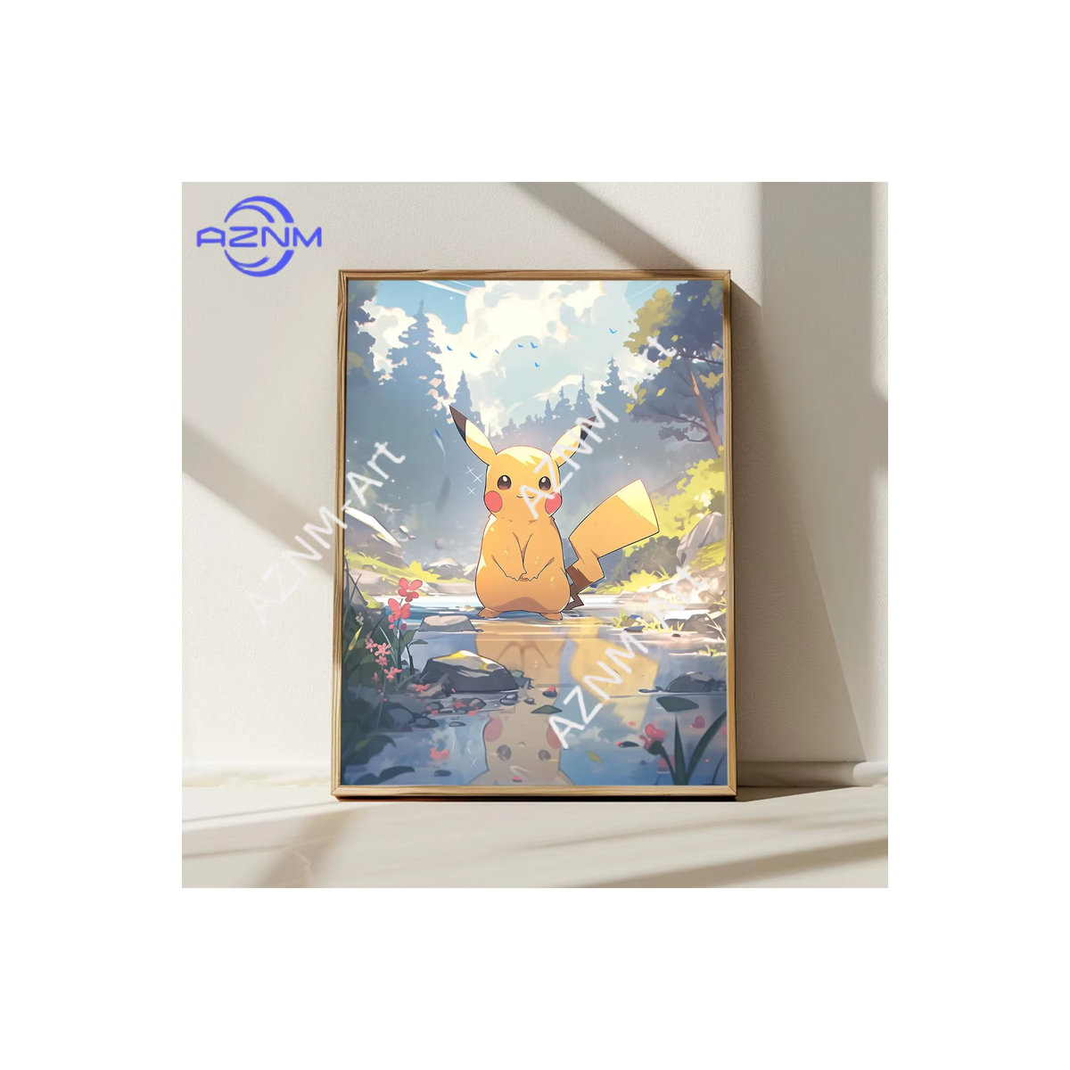 KAYOU Anime-Poster Pikachu in Naturlandschaft als Wandkunst im japanischen Kunststil, mehrfarbig, rechteckig, Wandmontage - Bild 6