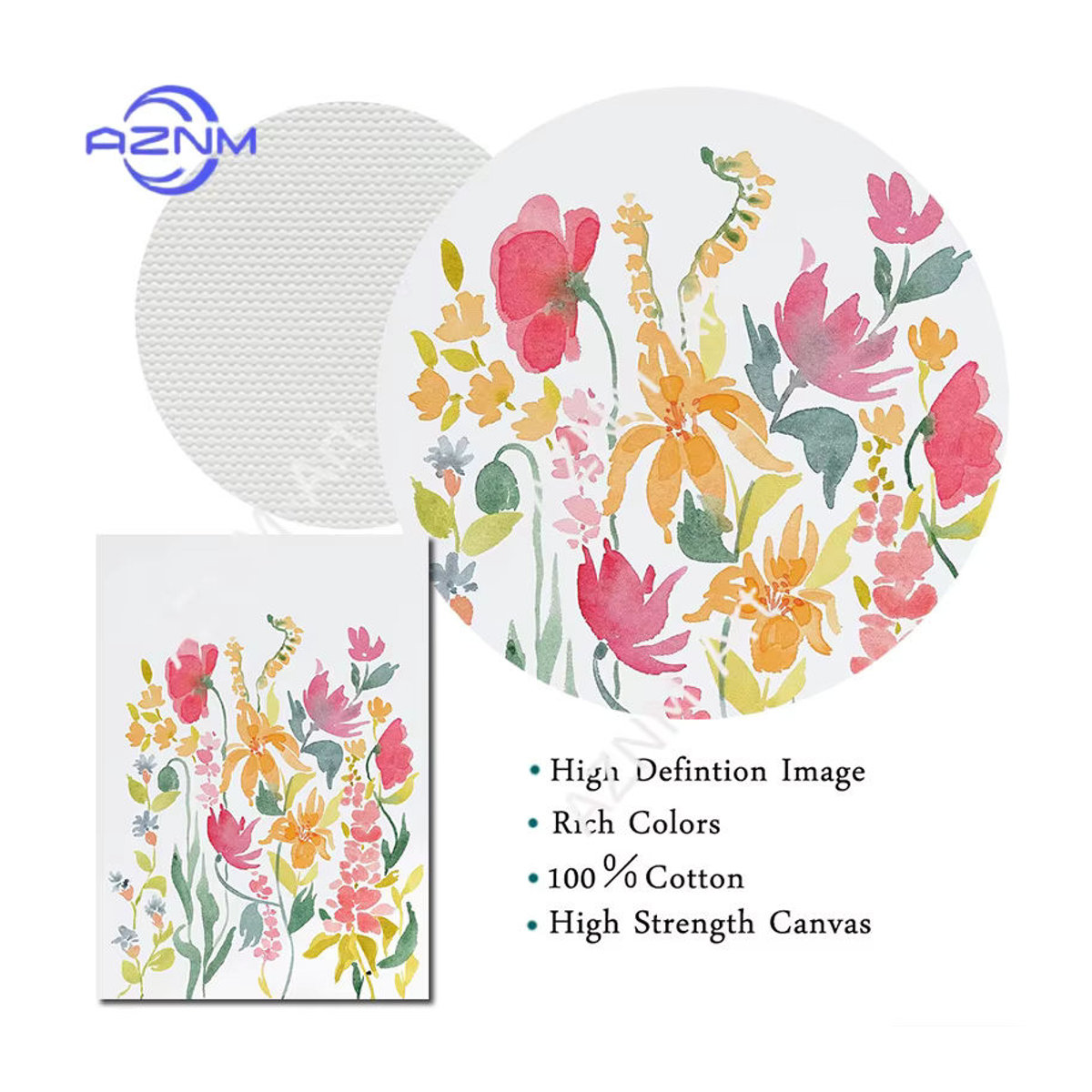 KAYOU Aquarell Wildblumen Wandkunst als botanisches Leinwandgemälde in Weiß im Boho-Stil - Bild 3