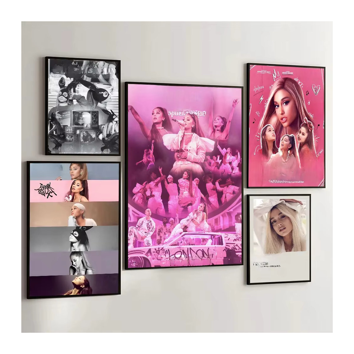Kayou Ariana G-Grande Anime-Poster, selbstklebender wasserfester Papieraufkleber für die Wanddekoration, Rosa, Rechteckig - Bild 4