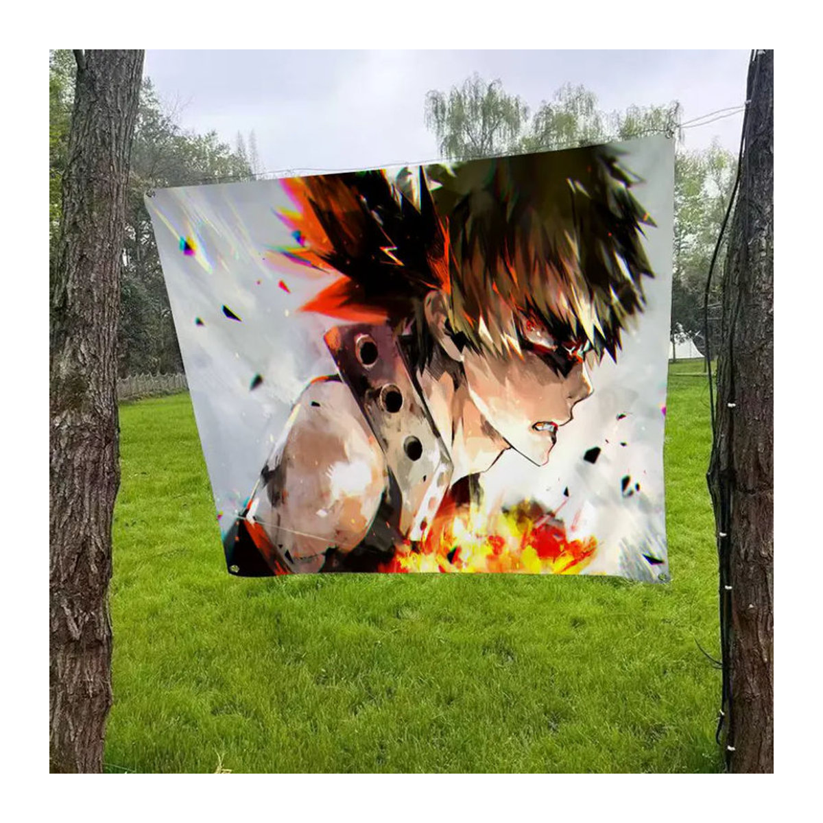 KAYOU Bakugo Katsuki Textil-Banner mehrfarbig als dekorative Camping-Flagge - Bild 2