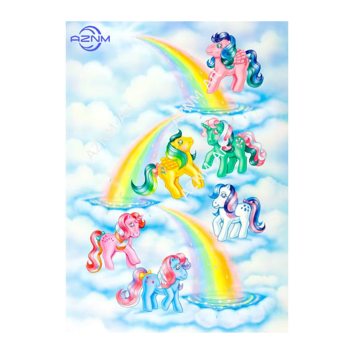 KAYOU Cartoon Pony Leinwandposter für Kinder, mehrfarbiges Tiergemälde zum Aufhängen, rechteckig und rahmenlos - Bild 3