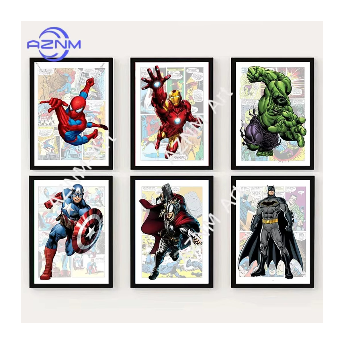 KAYOU Comic-Superhelden-Poster-Set aus Leinwand mit 8 mehrfarbigen Porträt-Grafiken für die Wandmontage im Kinderzimmer - Bild 4