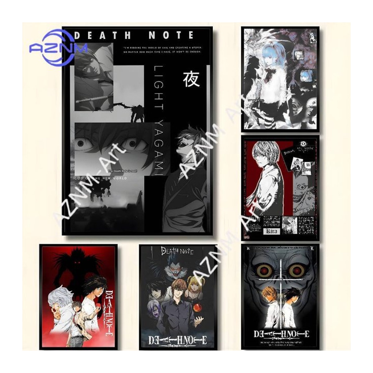 KAYOU Death Note Anime Poster, wasserfester HD-Kunst-Wandaufkleber in Mehrfarbig, rechteckiger selbstklebender Druck zur ästhetischen Raumdekoration - Bild 1