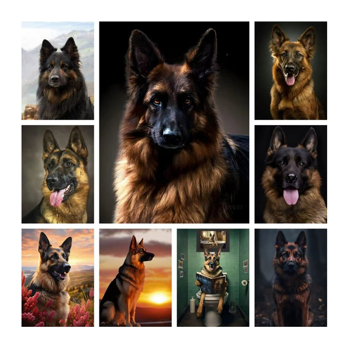 Kayou Diamantmalerei Deutscher Schäferhund DIY Kunstporträt als Mosaik-Stickerei in Mehrfarbig mit Holzrahmen B: 40 cm, H: 40 cm, T: 30 cm - Bild 1