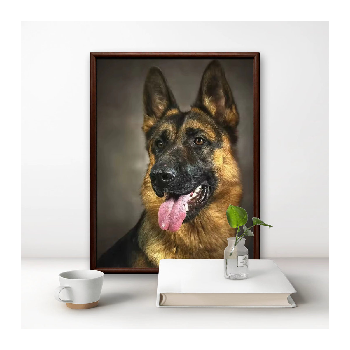 Kayou Diamantmalerei Deutscher Schäferhund DIY Kunstporträt als Mosaik-Stickerei in Mehrfarbig mit Holzrahmen B: 40 cm, H: 40 cm, T: 30 cm - Bild 2
