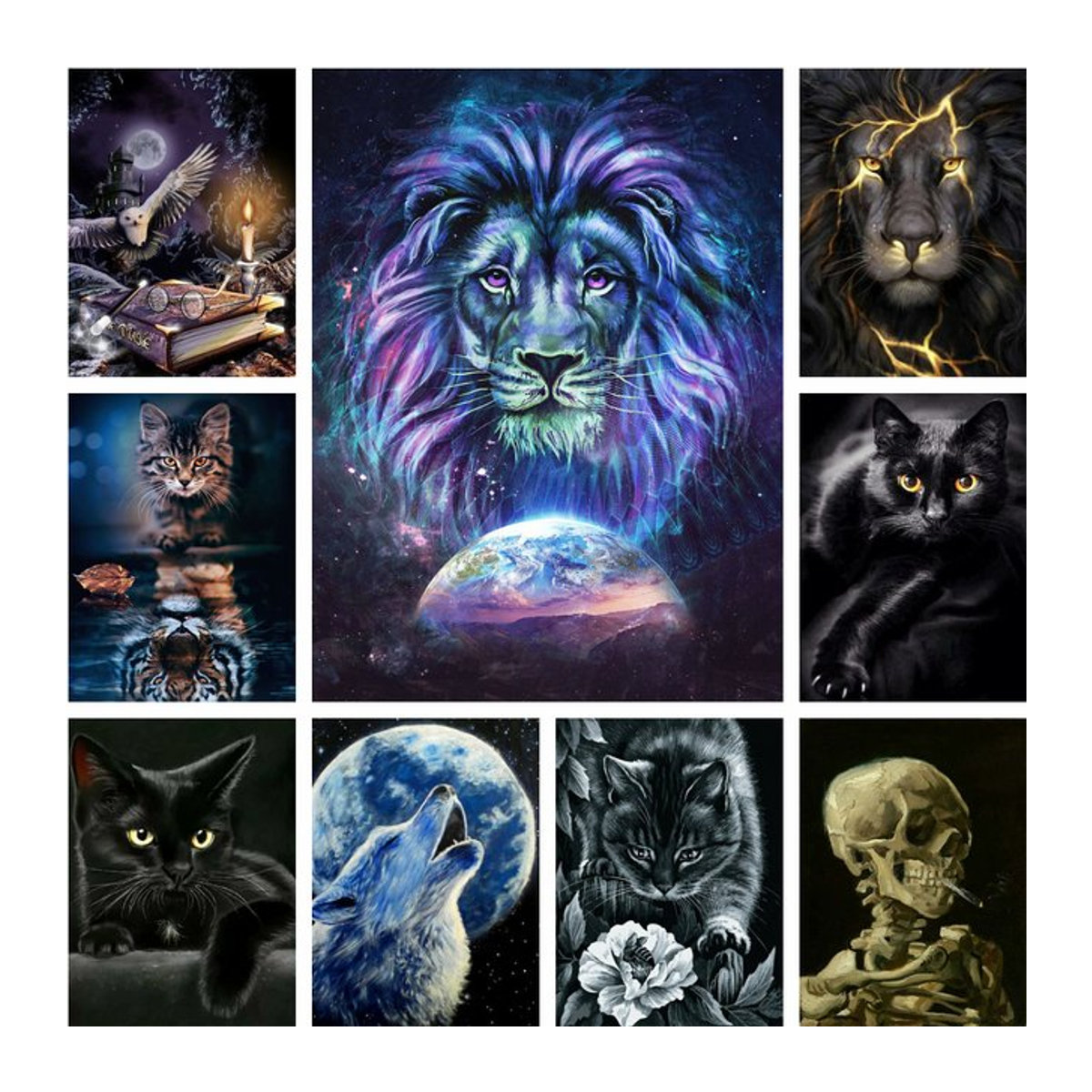 KAYOU Diamantmalerei DIY Set mit Tier-Motiven Tiger Wolf oder Katze als Mosaik Kreuzstich Kit in Mehrfarbig - Bild 1