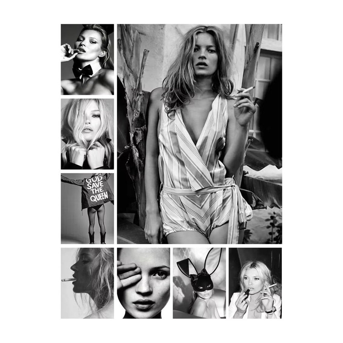 KAYOU Diamantmalerei Kate Moss Porträt Vintage Wanddekoration Schwarz Hochformat B: 30 cm, H: 30 cm, T: 20 cm - Bild 2