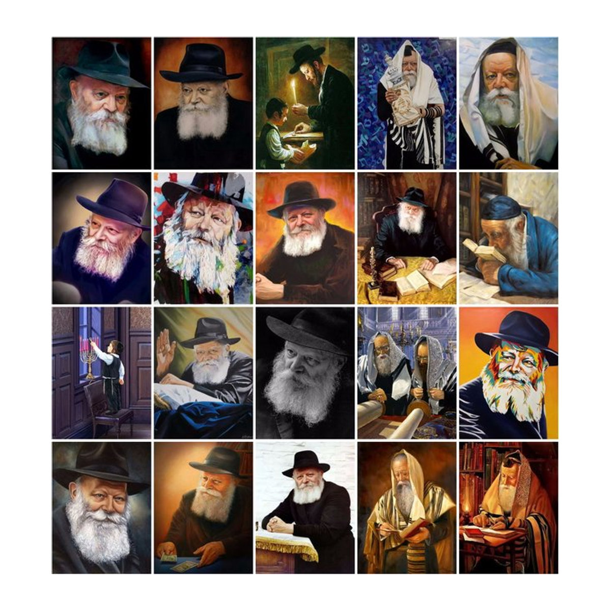 Kayou Diamantmalerei Set Porträt Jüdischer Rabbi Lubavitch Chabad Rebbe Mehrfarbig Rund - Bild 1
