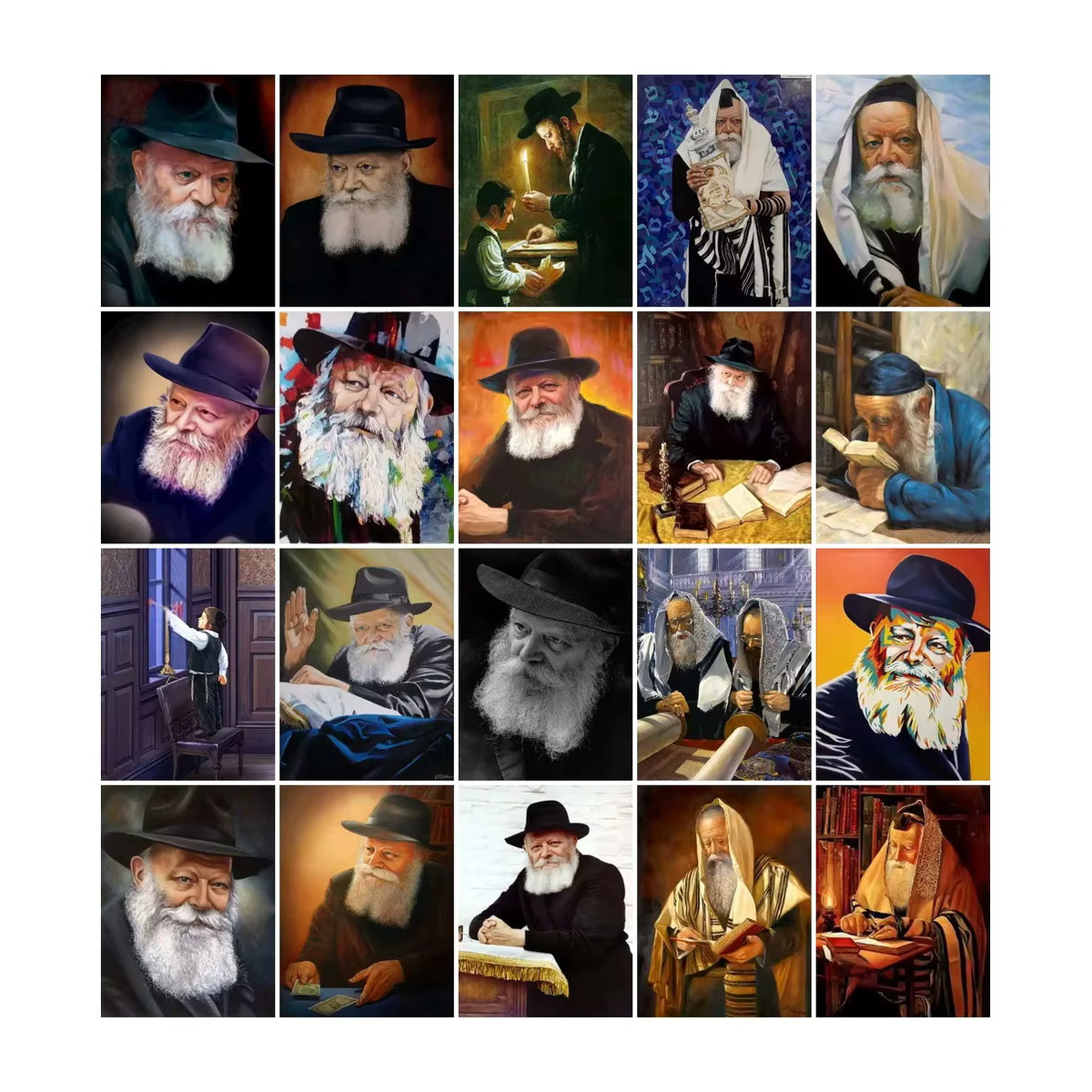 Kayou Diamantmalerei Set Porträt Jüdischer Rabbi Lubavitch Chabad Rebbe Mehrfarbig Rund - Bild 3