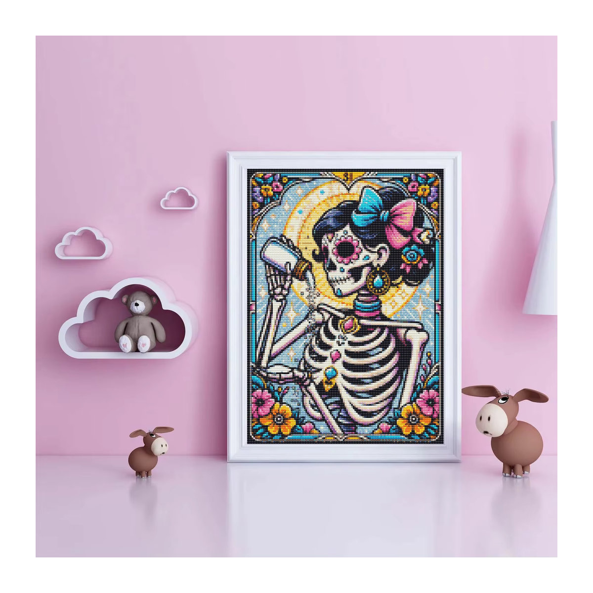 KAYOU Diamantmalerei Tarot Kunst Mosaik Stickerei für Erwachsene mit Schädel-Motiv in Mehrfarbig, Bohemian Abstract Design - Bild 2