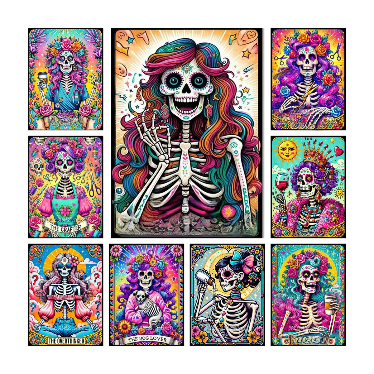 KAYOU Diamantmalerei Tarot Kunst Mosaik Stickerei für Erwachsene mit Schädel-Motiv in Mehrfarbig, Bohemian Abstract Design - Bild 3