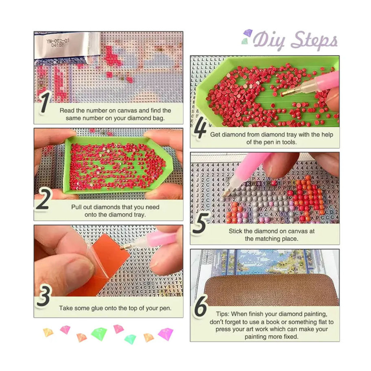 KAYOU DIY 5D Mosaik-Bastelset Pastorale Blumenmädchen-Diamantmalerei mit runden Strasssteinen in Mehrfarbig - Bild 2