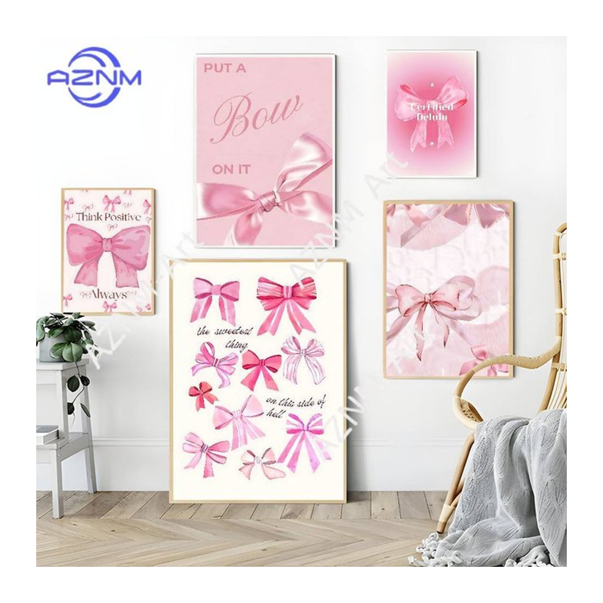 KAYOU DIY Sticky Poster Cartoon Pink Bowknot Wasserdichter Papieraufkleber für Home Decor und Bar in Rosa - Bild 1