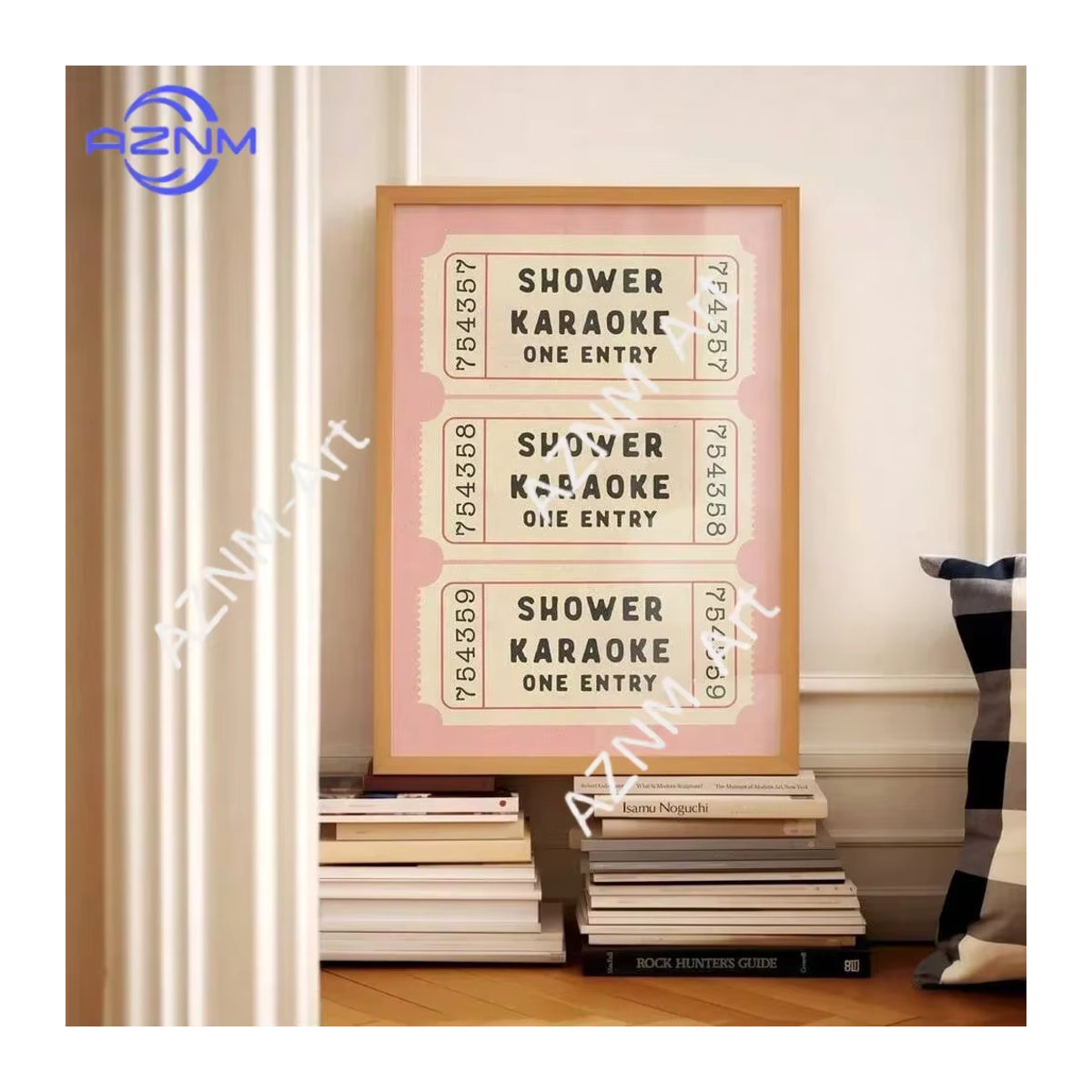 KAYOU Dusch-Karaoke-Ticket Poster Ungerahmtes Leinwandbild in Rosa im Vintage-Stil für deine Badezimmer-Wanddekoration - Bild 1