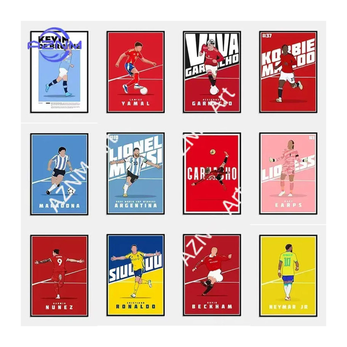 KAYOU Fußballspieler Porträt Leinwanddruck mehrfarbig minimalistisch als Wanddekoration - Bild 2