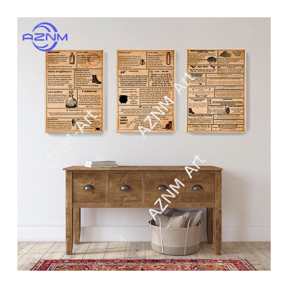 KAYOU Harry Potter Hexerei Zauberkunst Leinwandgemälde in Beige mit Typografie und Inspirationszitaten im Vintage-Stil - Bild 1
