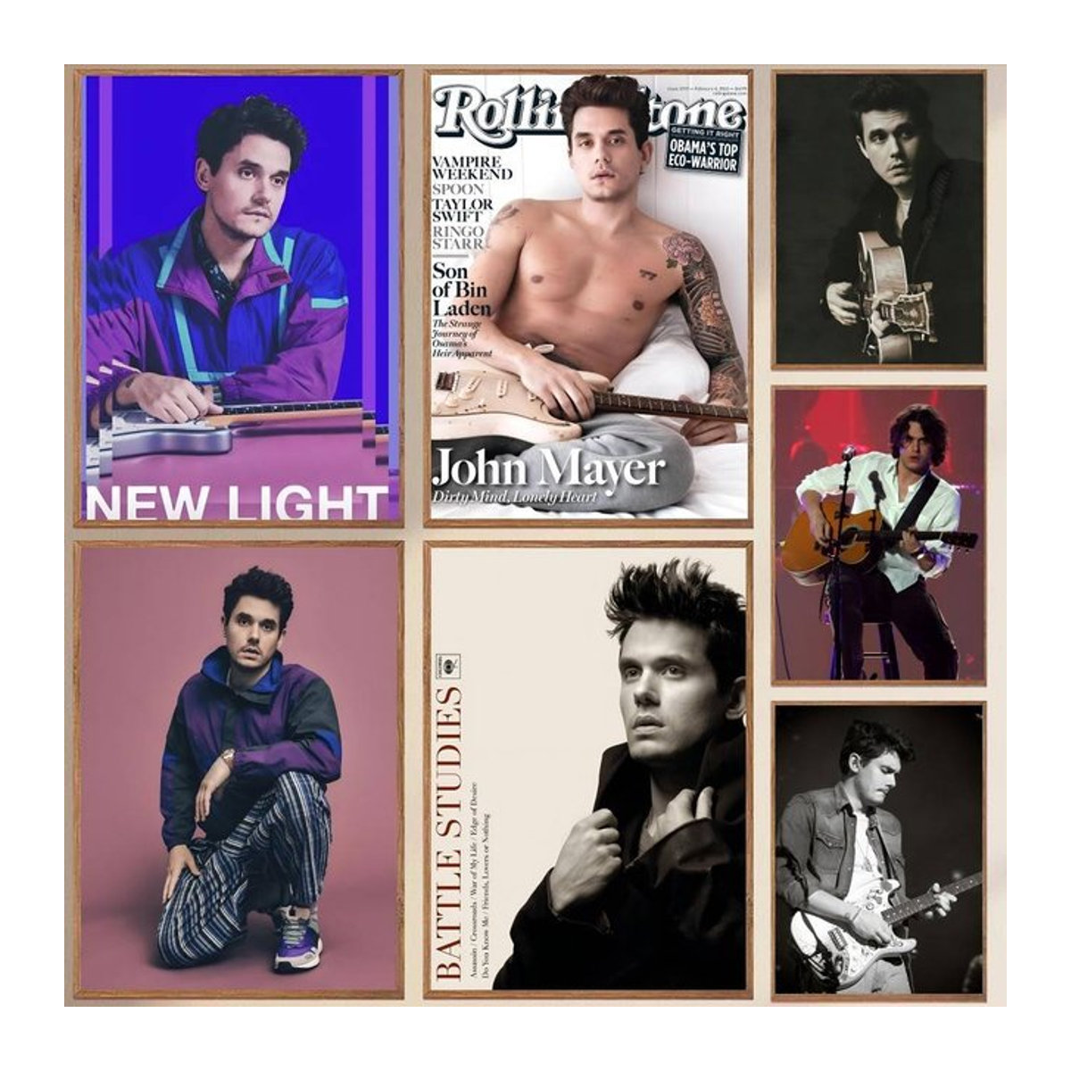 Kayou John Mayer Rockmusik-Poster, mehrfarbiger selbstklebender Wandaufkleber aus wasserfestem Papier, rechteckig - Bild 1