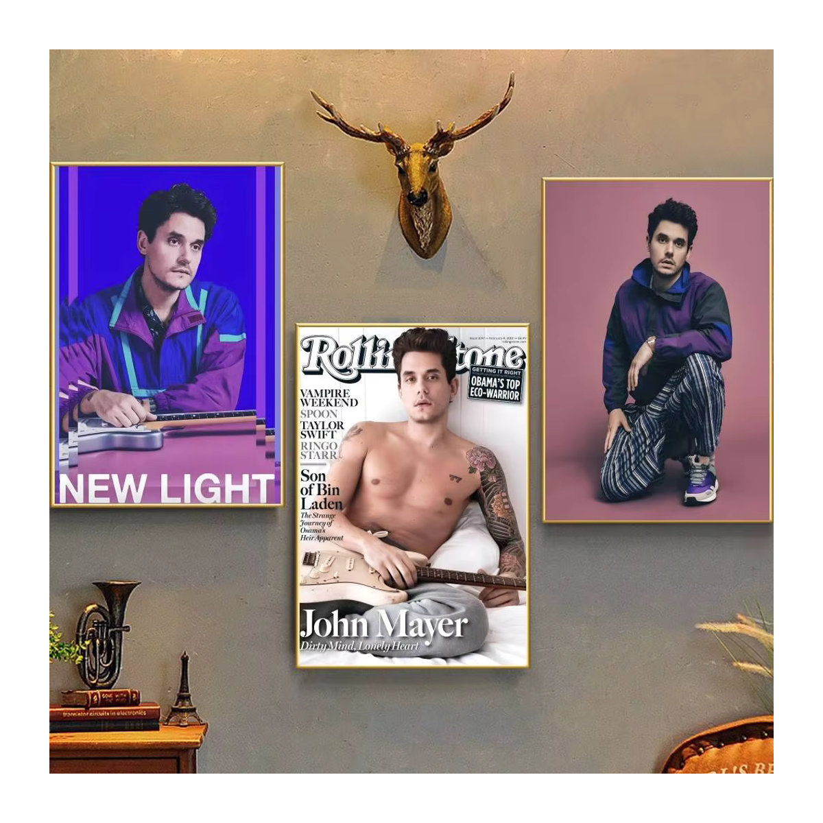 Kayou John Mayer Rockmusik-Poster, mehrfarbiger selbstklebender Wandaufkleber aus wasserfestem Papier, rechteckig - Bild 2
