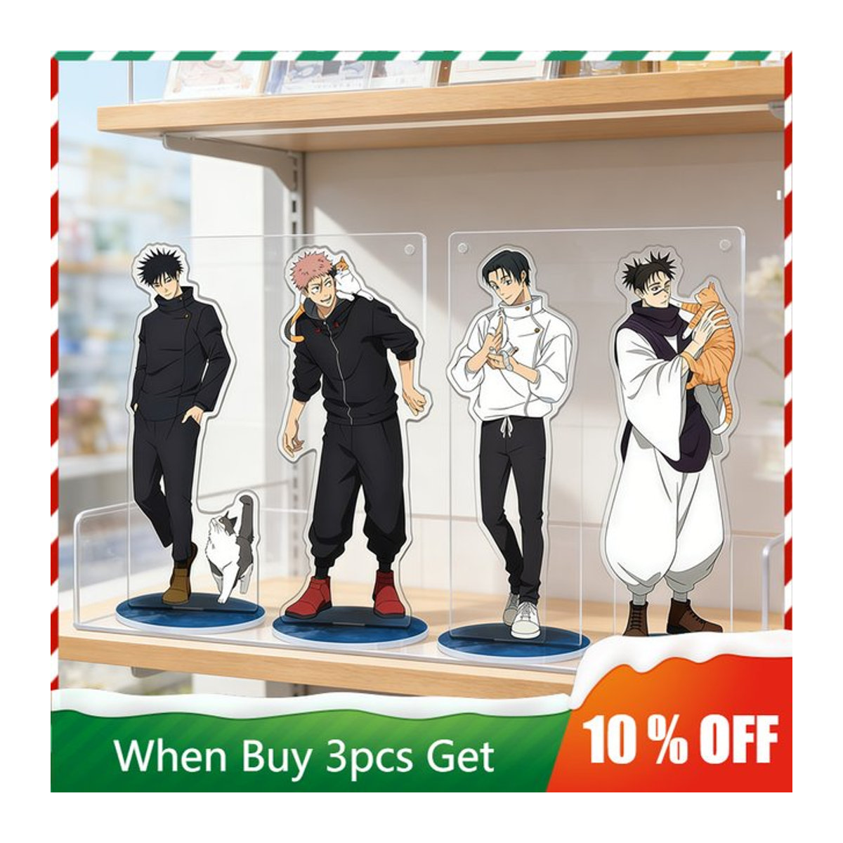 KAYOU Jujutsu Kaisen Acryl-Ständer Katzen-Version Yuta Okkotsu, Megumi Fushiguro und Choso Figuren, mehrfarbig - Bild 1