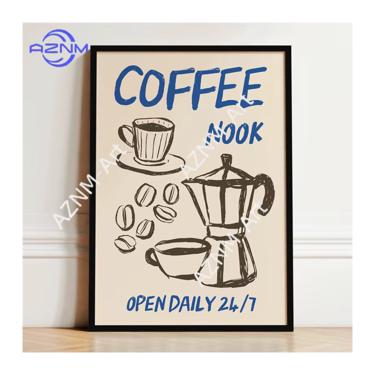 KAYOU Küchenposter Kaffee-Nische Leinwandbild mit lustigem Küchenzitat in Weiß für deine Wanddekoration - Bild 2