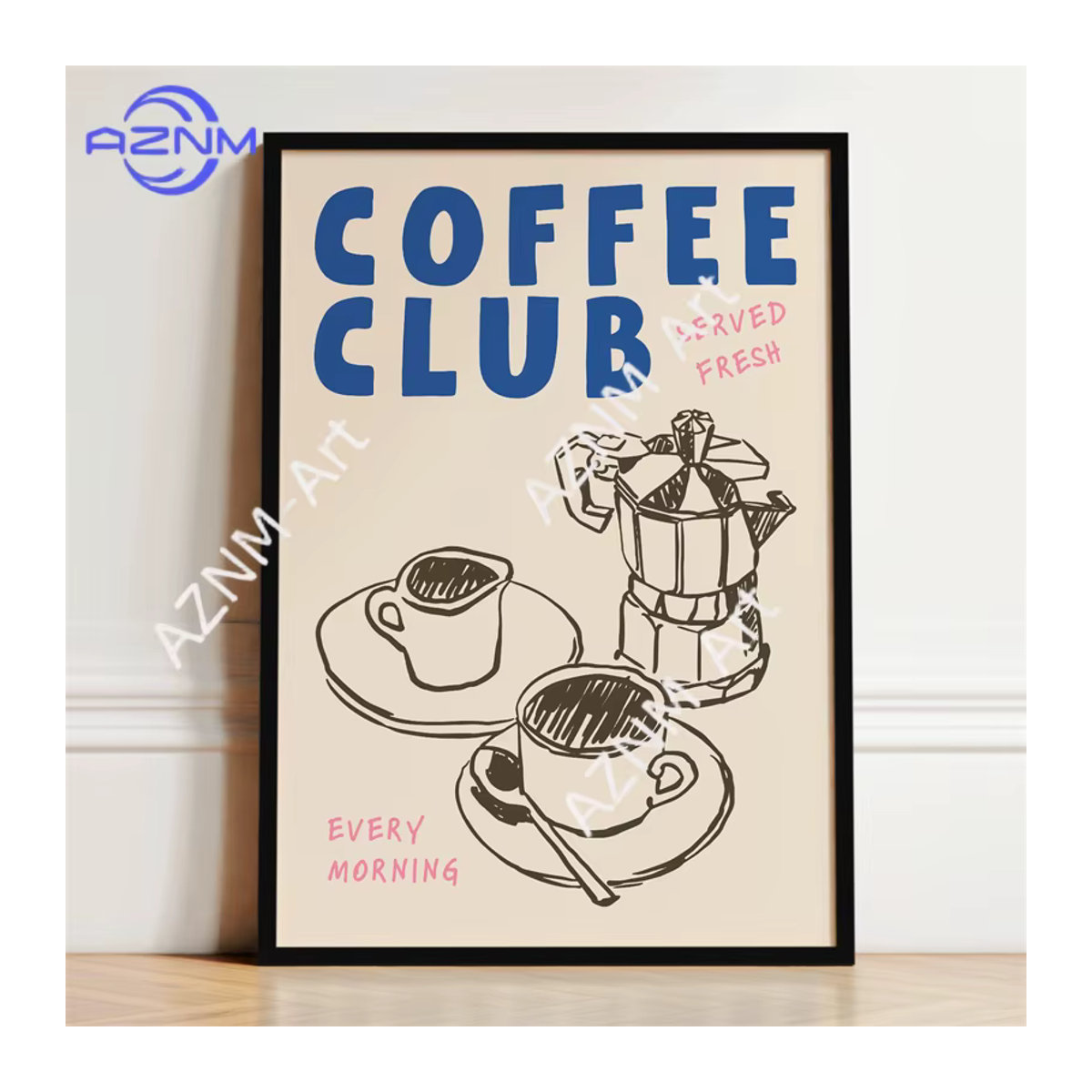 KAYOU Küchenposter Kaffee-Nische Leinwandbild mit lustigem Küchenzitat in Weiß für deine Wanddekoration - Bild 3