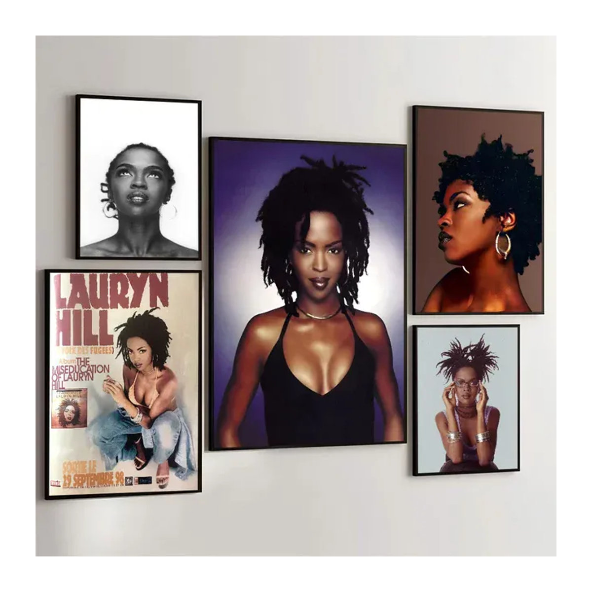 Kayou Lauryn Hill Hip Hop Rapper Poster Selbstklebender Wasserfester Papieraufkleber in Schwarz Weiß für deine Wanddekoration - Bild 1