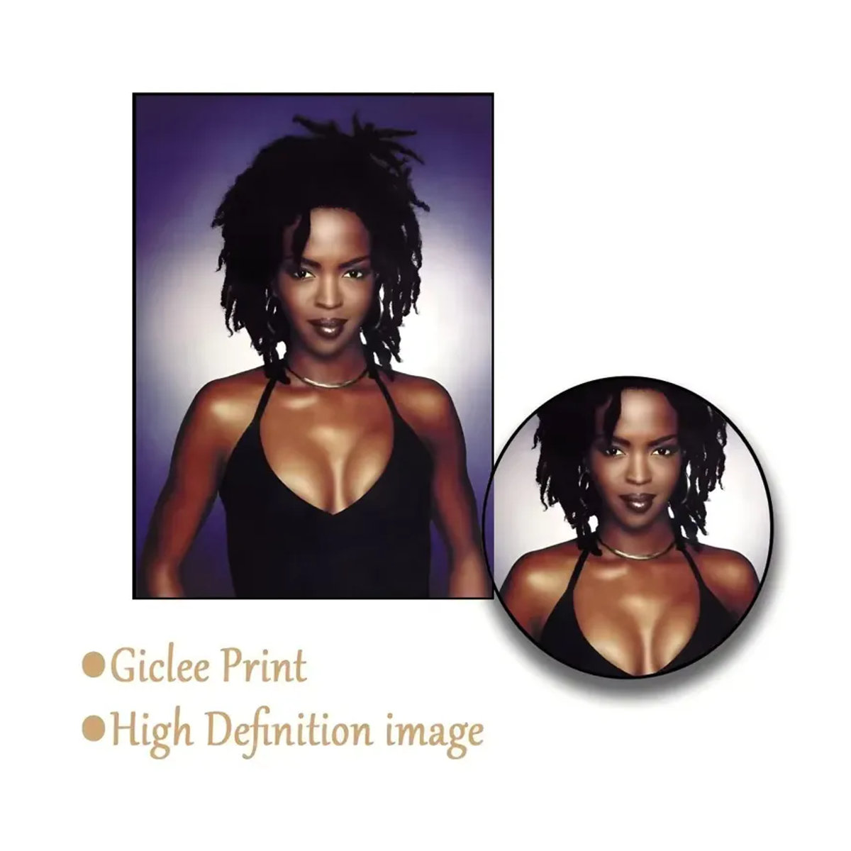 Kayou Lauryn Hill Hip Hop Rapper Poster Selbstklebender Wasserfester Papieraufkleber in Schwarz Weiß für deine Wanddekoration - Bild 6