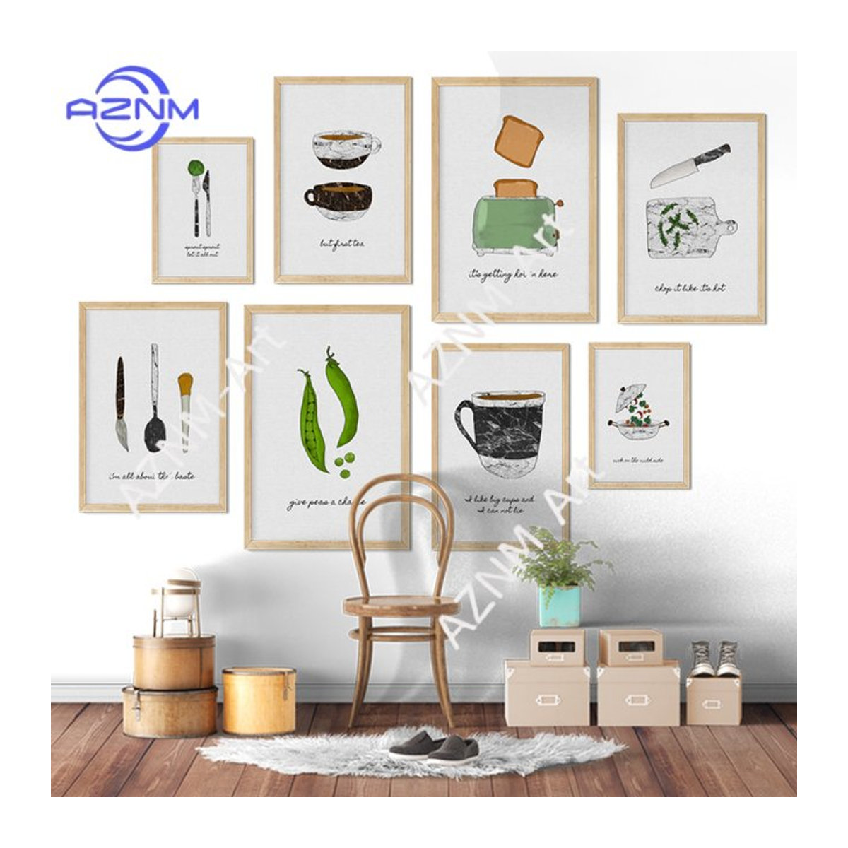 KAYOU Leinwand-Kunstdruck Kaffee und Kuchen im skandinavischen Stil, mehrfarbiges Wandbild für Küche und Esszimmer - Bild 1
